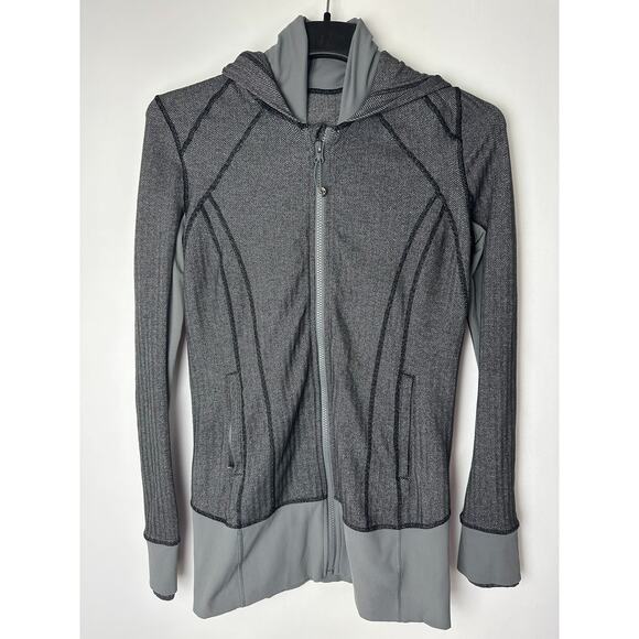 lululemon athletica Jackets & Blazers - Lululemon Women's Size 8 M Daily Practice Jacket Coco Pique Hooded Herringbone